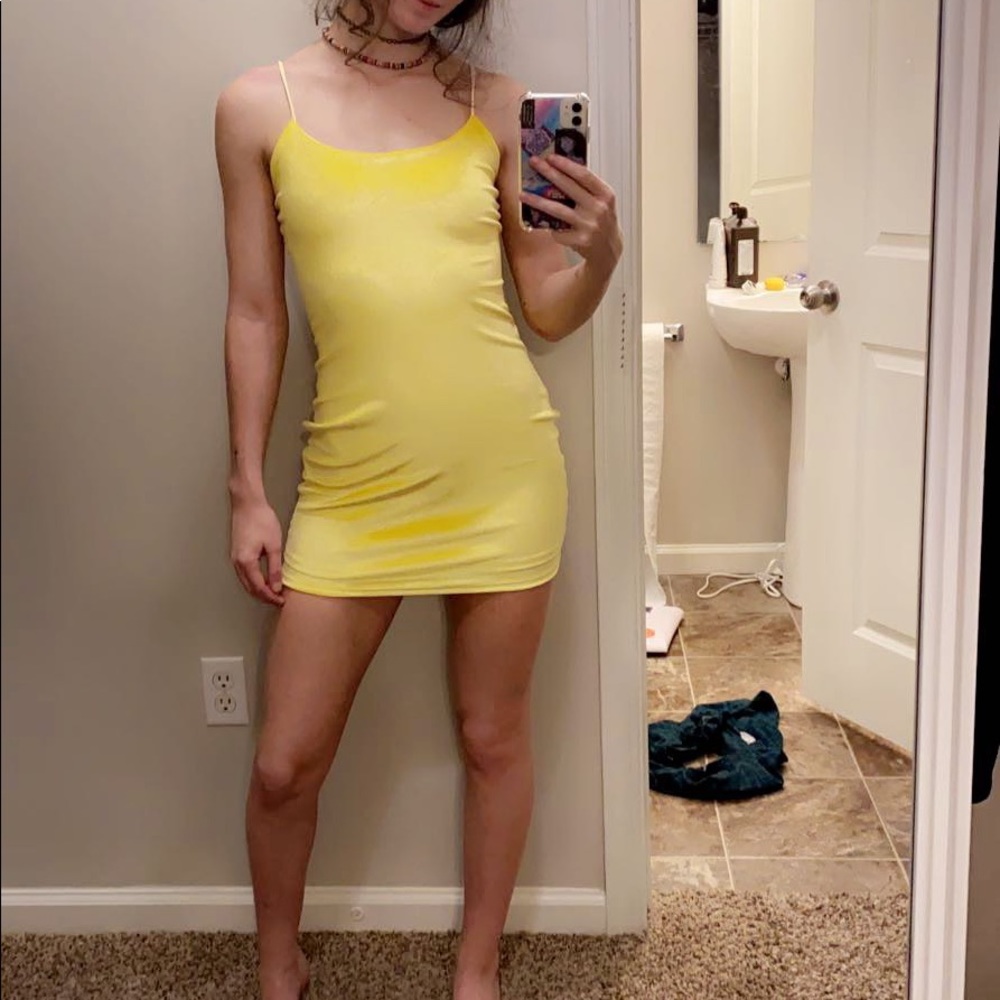 Yellow suede Lucy in The Sky Mini Dress
